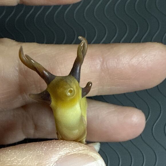 Vtg German Handblown Glass 4 Point Stag Figurine 2" Lot of 2 Amber Brown Bimini? - Picture 7 of 12